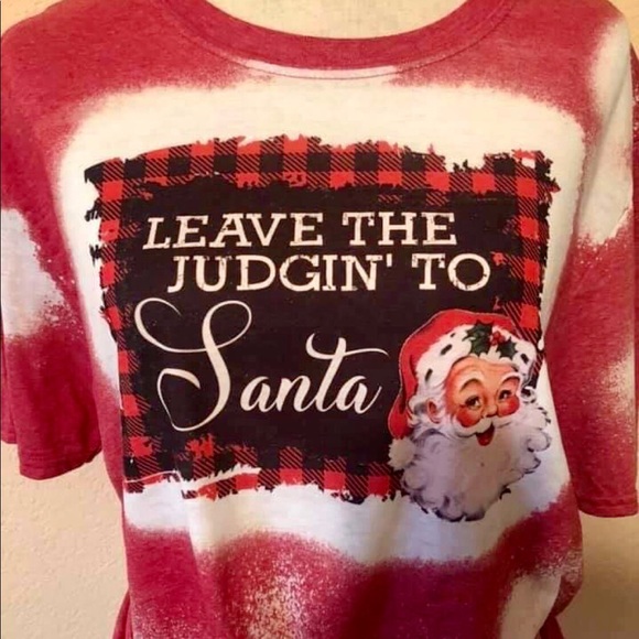 Whiskey Kiss Tops - WHISKEY KISS Funny Santa Bleach Dye Graphic Tee